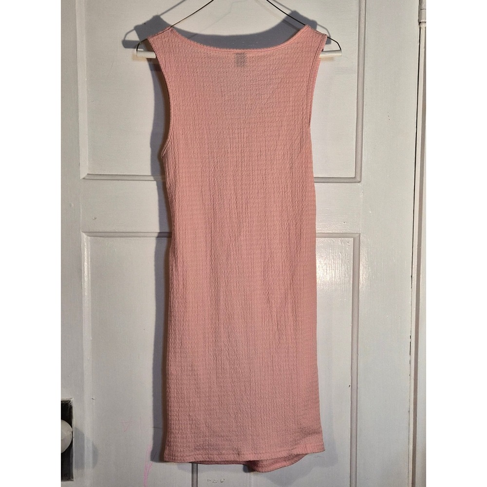 SHEIN Pink Textured Ruched Side V-Neck Sleeveless Mini Dress Size 4 S - Picture 6 of 6